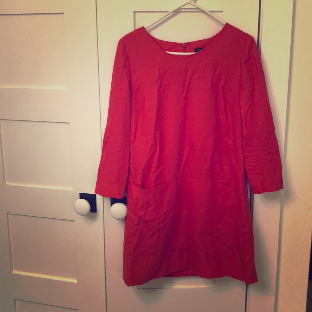 J crew shift dress red size 6